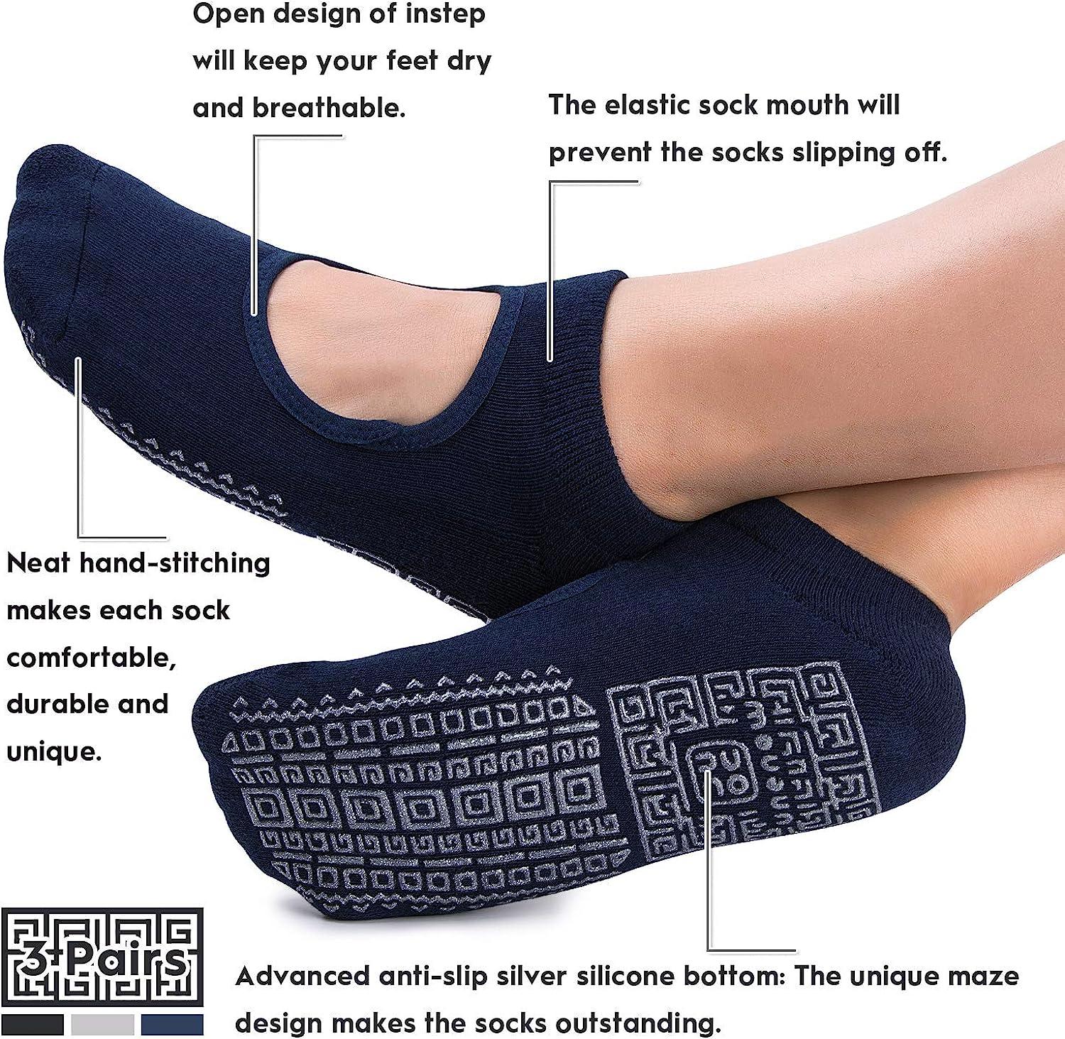 unenow Non Slip Grip Yoga Socks for Women with Cushion for Pilates