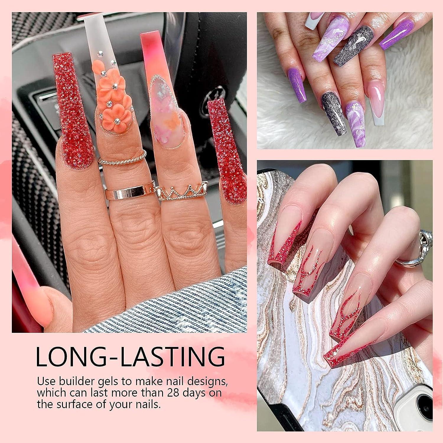 Saviland Builder Nail Gel Kit - 12 Colors Extension Glitter Hard