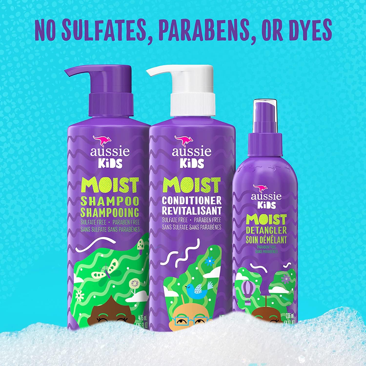Aussie Kids Sulfate Free Shampoo, Conditioner, and Detangler Bundle
