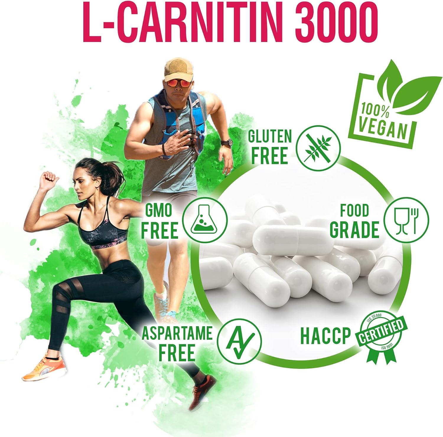 Buy My Vita L-Carnitin 3000 - 200 Vegan Capsules | High-Dose 3000 mg |  Premium L-Carnitin Tartrat | Laboratory Tested | High Bioavailability |  International Shipping Available | Buy Now with Express International  Delivery