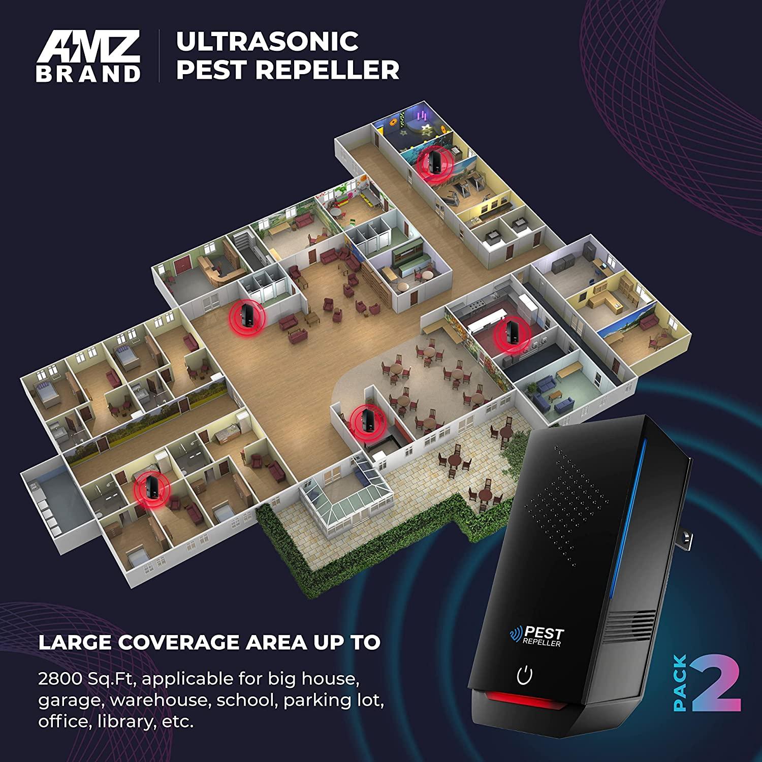 Ultrasonic Pest Repeller 2 Pack Powerful Rodent Repellent Wide