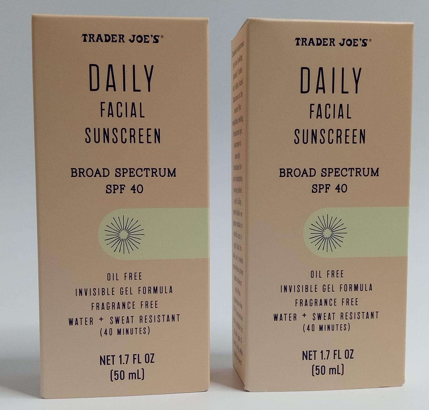 Trader Joe's Daily Facial Sunscreen SPF 40, OilFree Invisible Gel