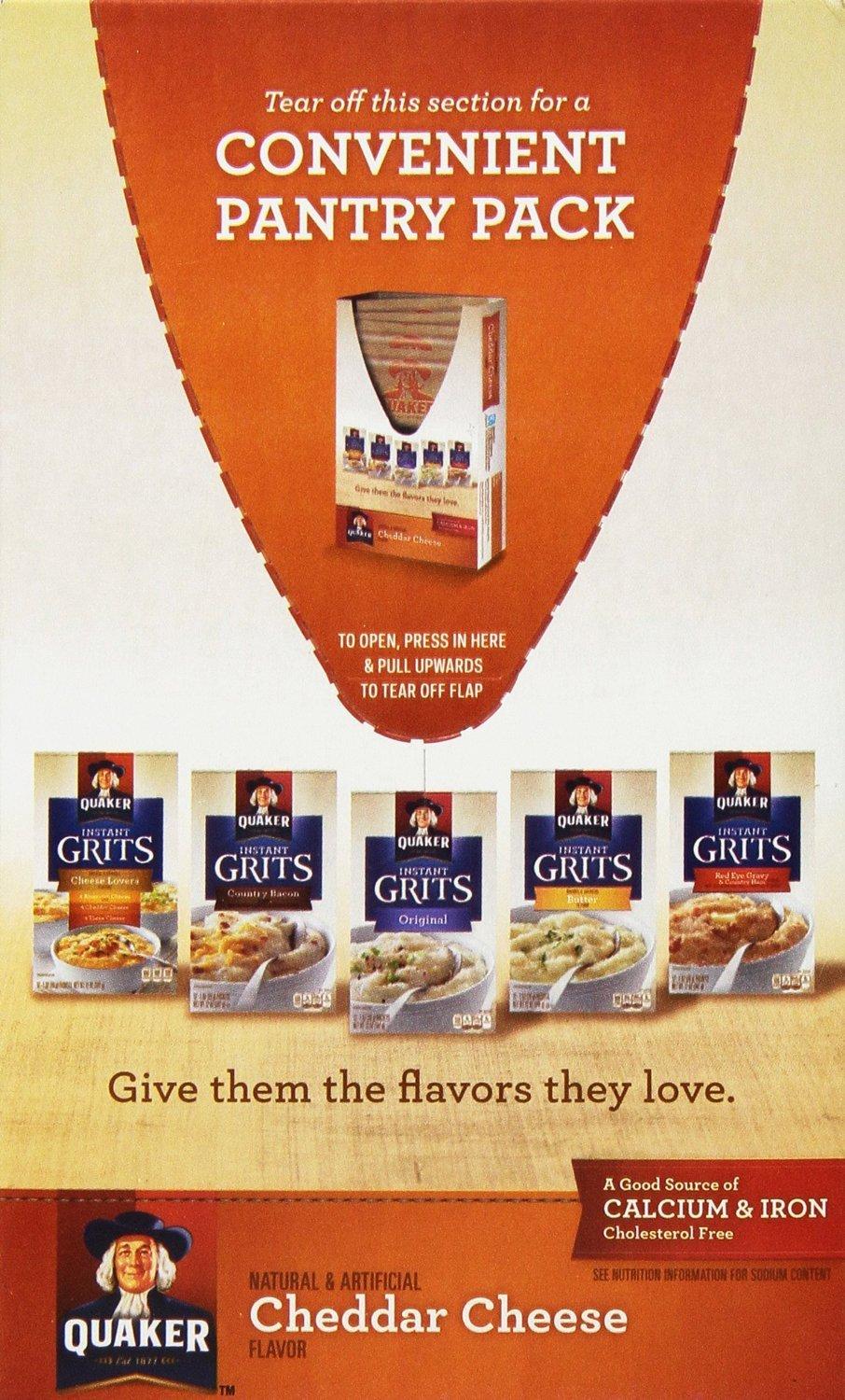 Quaker Instant Grits Cheddar Cheese Flavor 12 1oz Packs (2 Boxes)