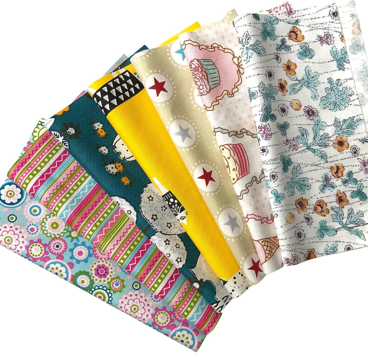 7pcs 20x20 Cotton Fabric Fat Quarters, Large Pattern Patchwork Fabric  Craft Printed Cotton Material Mixed Squares Bundle Quilting Scrapbooking