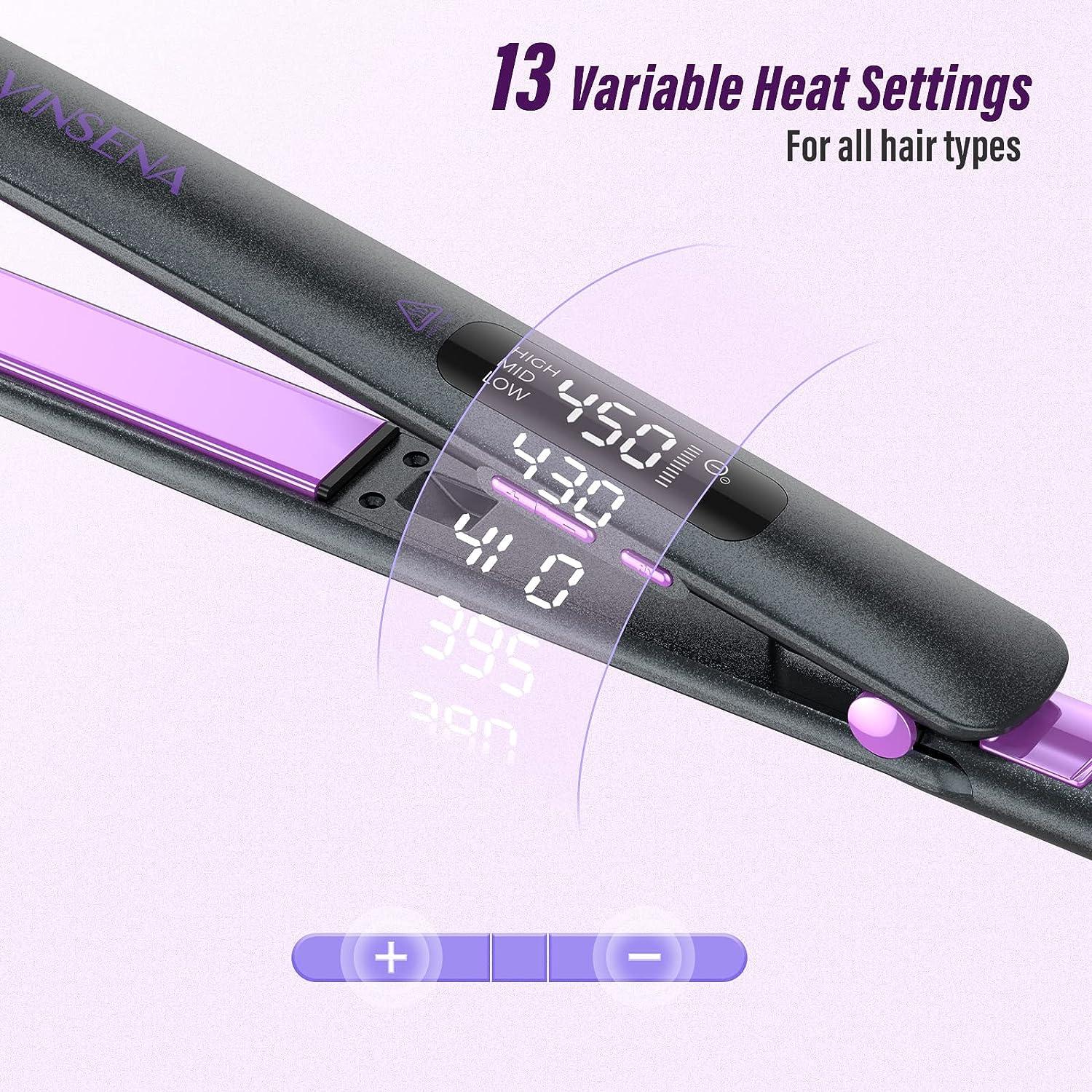 Ionic Hair Straightener Flat Iron 2-in-1 Curler, Max 450F, 13 Temp ...