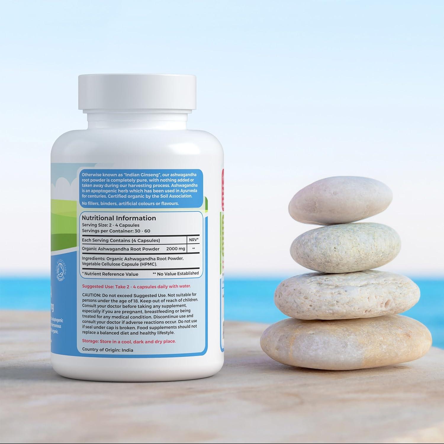 TheHealthyTree Organic Ashwagandha Capsules 120 x 500mg Vegan