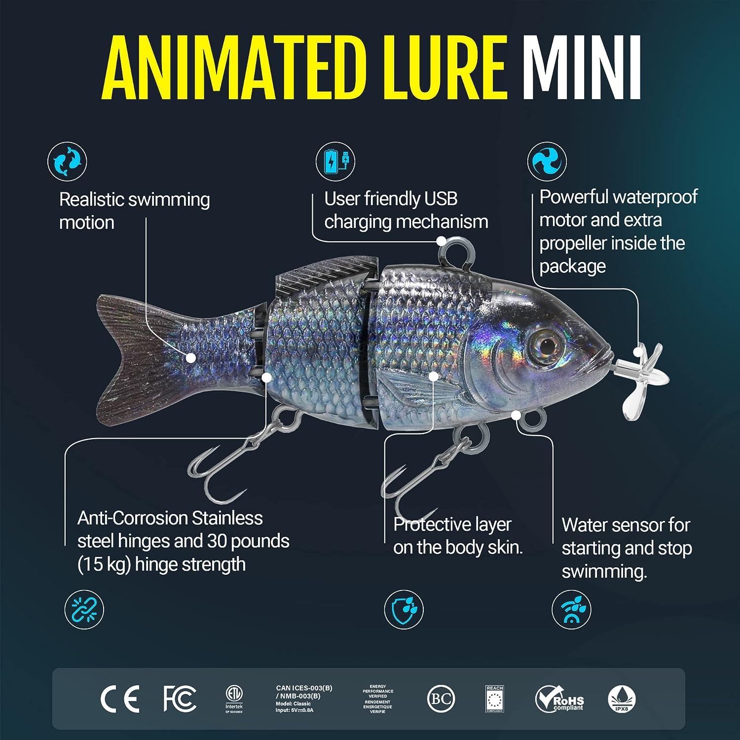 2.6 Animated Lure Mini - USB Rechargeable Self-Swimming Fishing Bait for  Hybrid Striped Bass