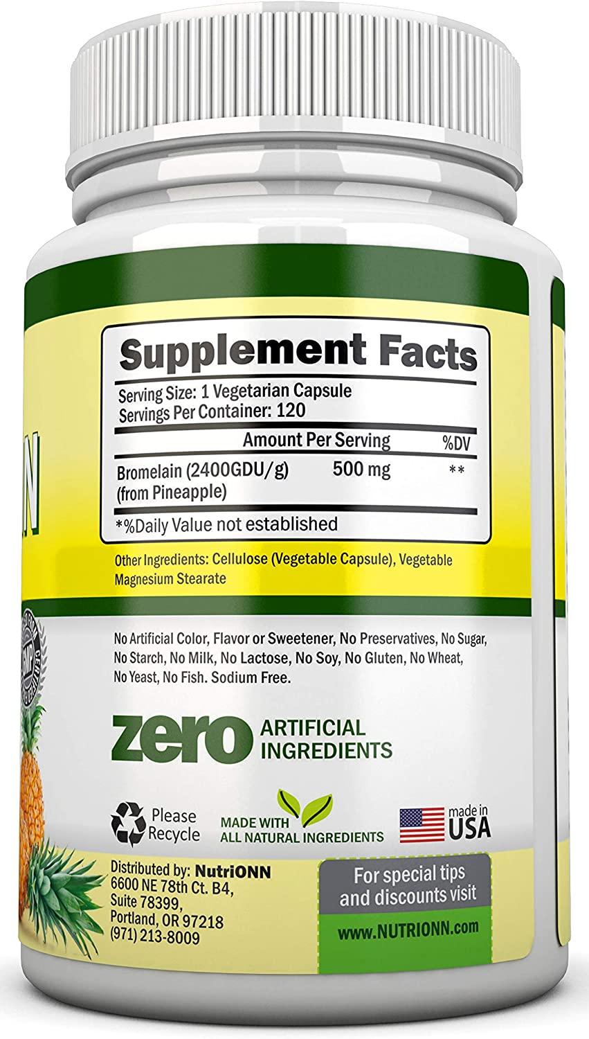 Bromelain 500mg 2400 GDU 120 Vegetable Capsules Pure Pineapple