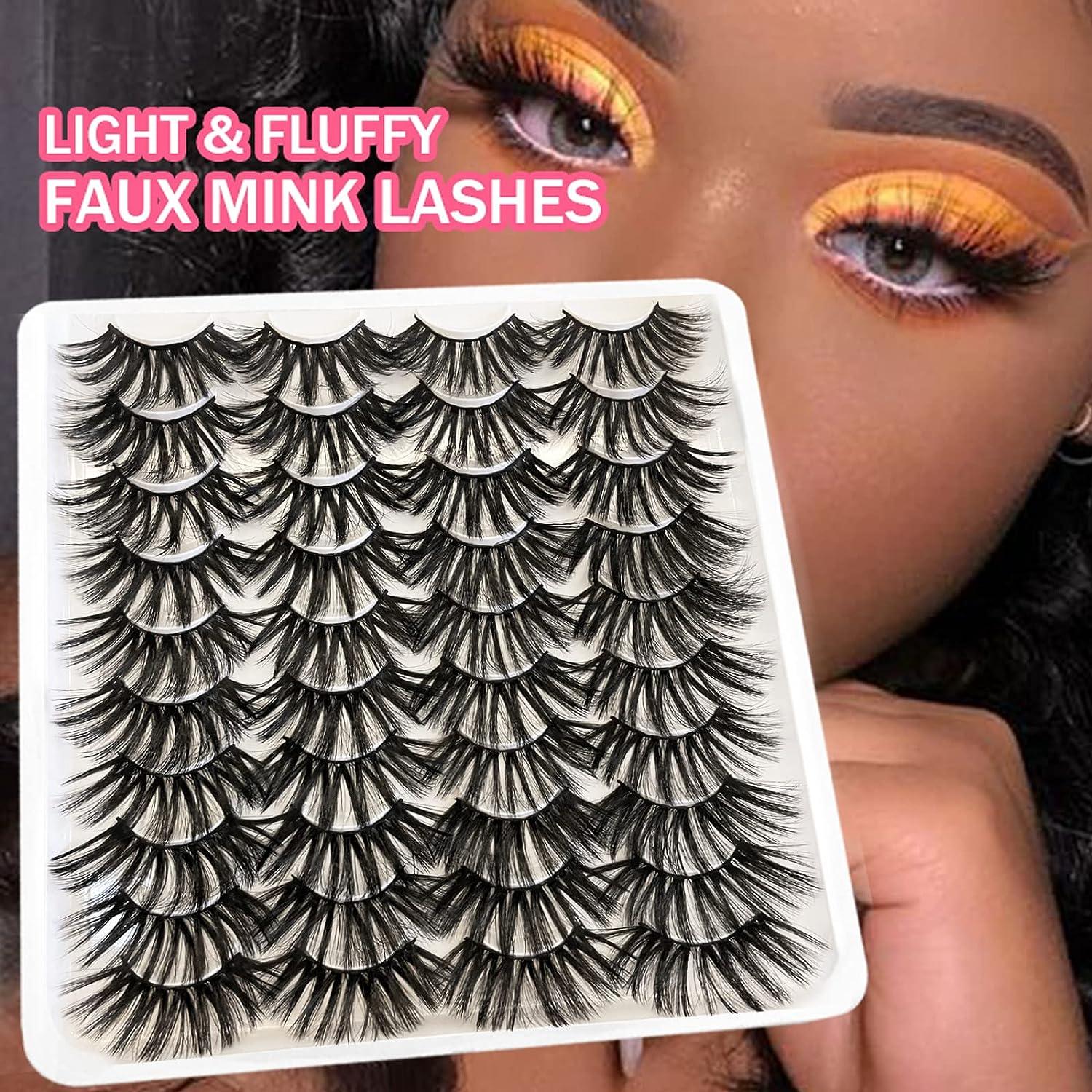 Alyxxndra Faux Mink Lashes Bulk 25mm Fake Eyelashes 20 Pairs Dramatic  Fluffy Wispy Mink Lashes Bulk Reusable Eyelash Makeup (LIM)