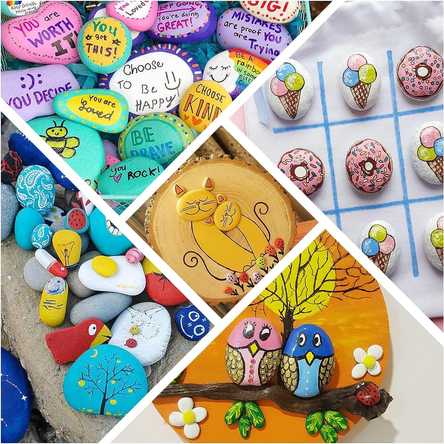 Simetufy 35 Pcs Large Painting Rocks, River Rocks for Painting, 2-3 Flat  Rocks for DIY Arts, Hand Selected Smooth Stones for DIY Crafts