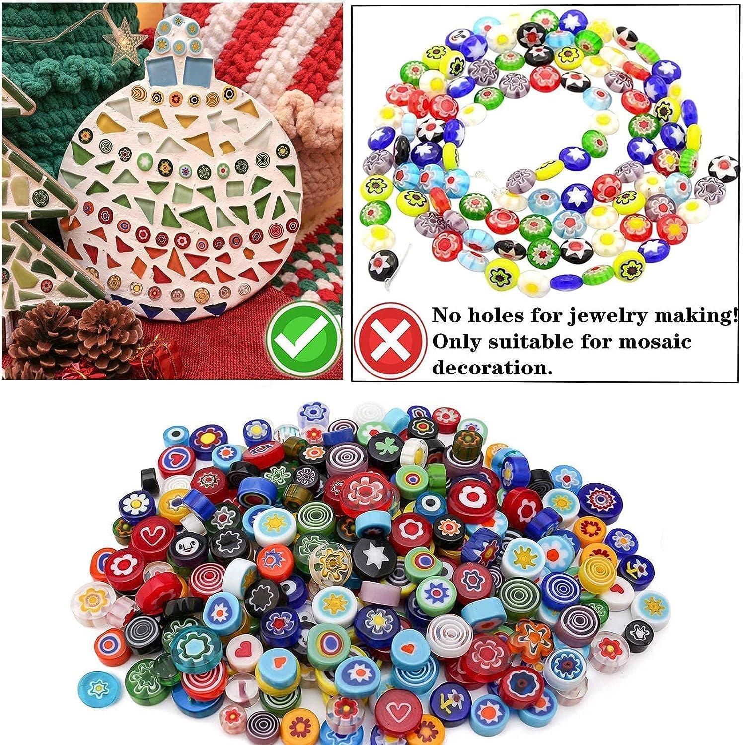 Youway Style Mosaic Glass Tiles for Crafts Bulk No-Hole Assorted Glass  Flower Beads Mosaic Art Kits for Adults Glass Mosaic Supplies (114g/4  Ounce) Round