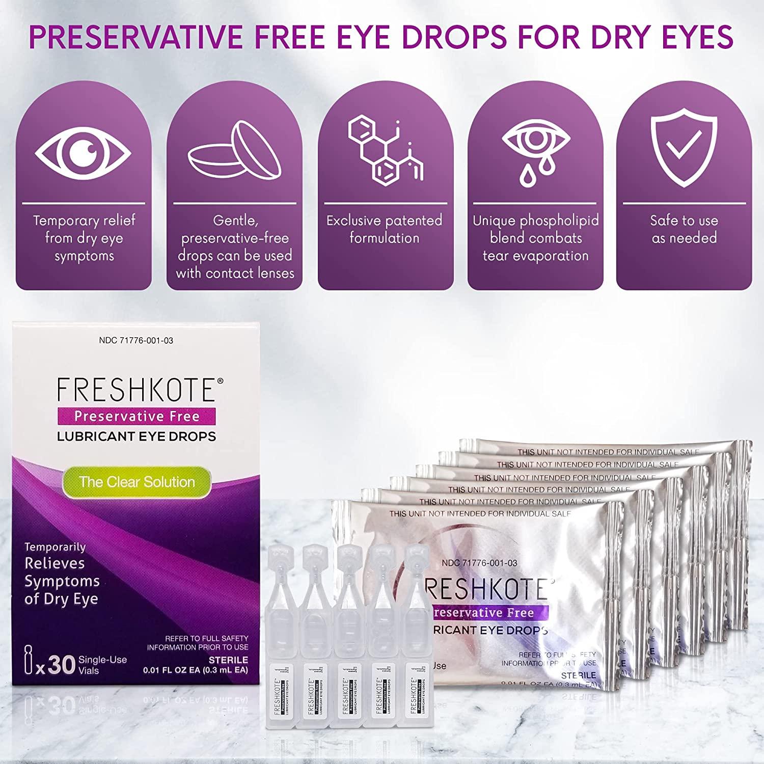 FRESHKOTE Preservative Free Lubricant Eye Drops 30 Single Use Vials