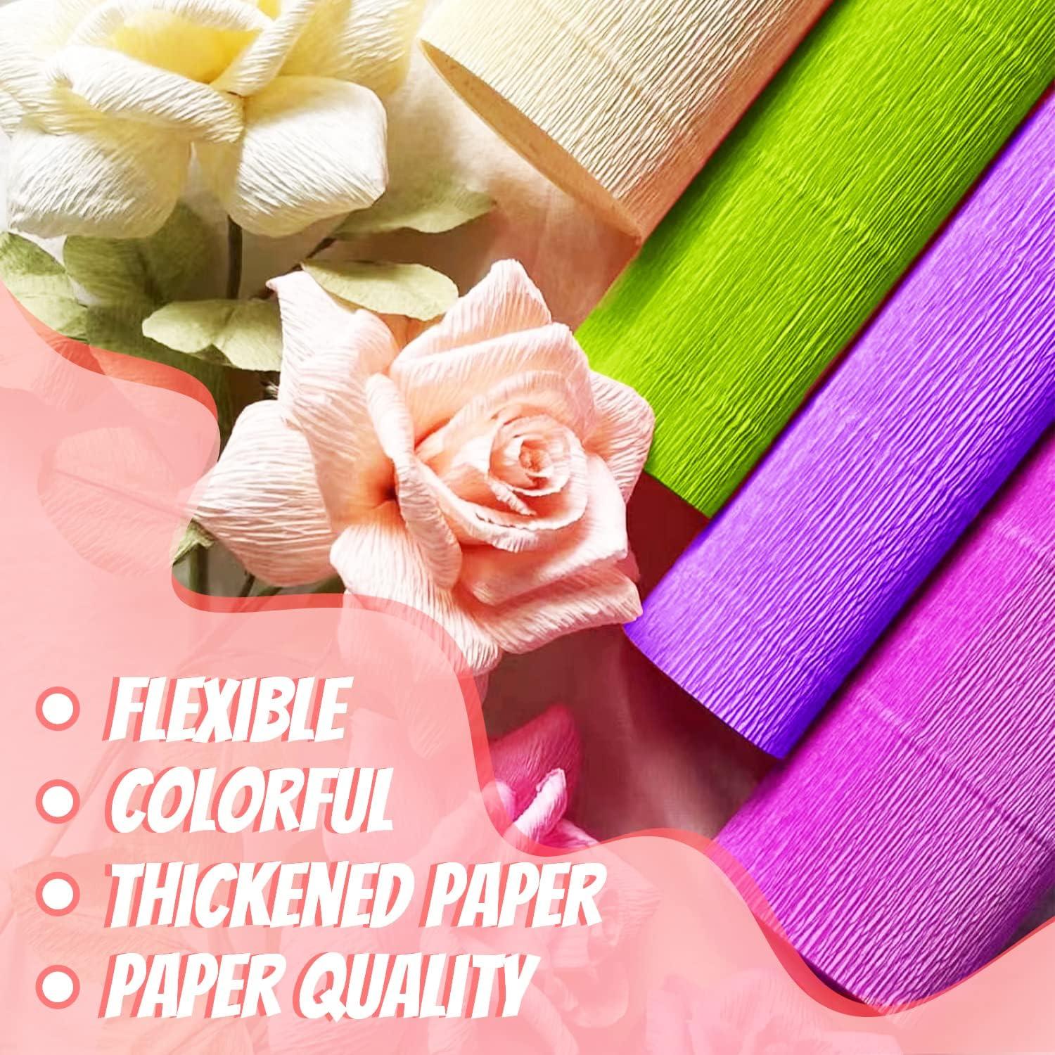 Crepe Paper Roll 14 Rolls Wide Crepe Paper Streamers 10 Inch x 8 Feet  Artificial Floral Arrangements DIY Flower Making Kits Green Floral Tape and  Wire for Wedding Festival Party Decorations Red