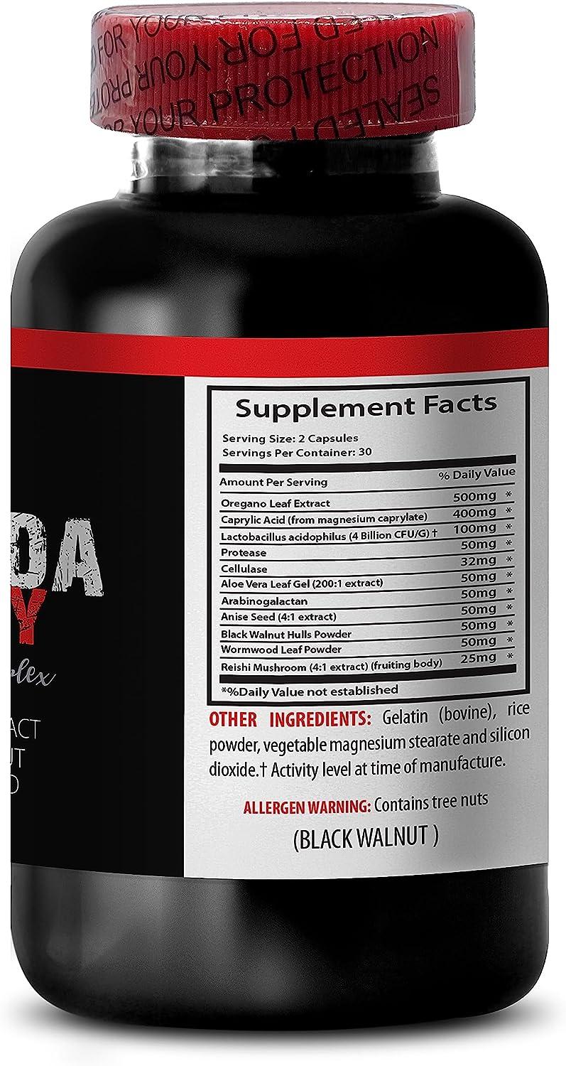 Candida Away Extra Strength Supplement 60 Capsules Oregano Oil, Black Walnut Hull, and