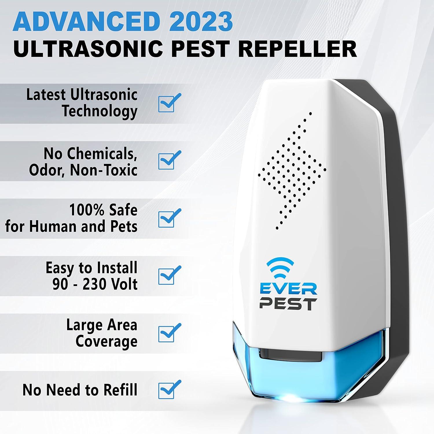 Ultrasonic Pest Repeller Plug in 2 Pack- Electronic Insect Control Defender  - Roach Bed Bug Mouse Rodent Mosquito - Indoor Reject Repellent - for  Cockroach Ants Mice Fly Rat Bedbug Spider Squirrel