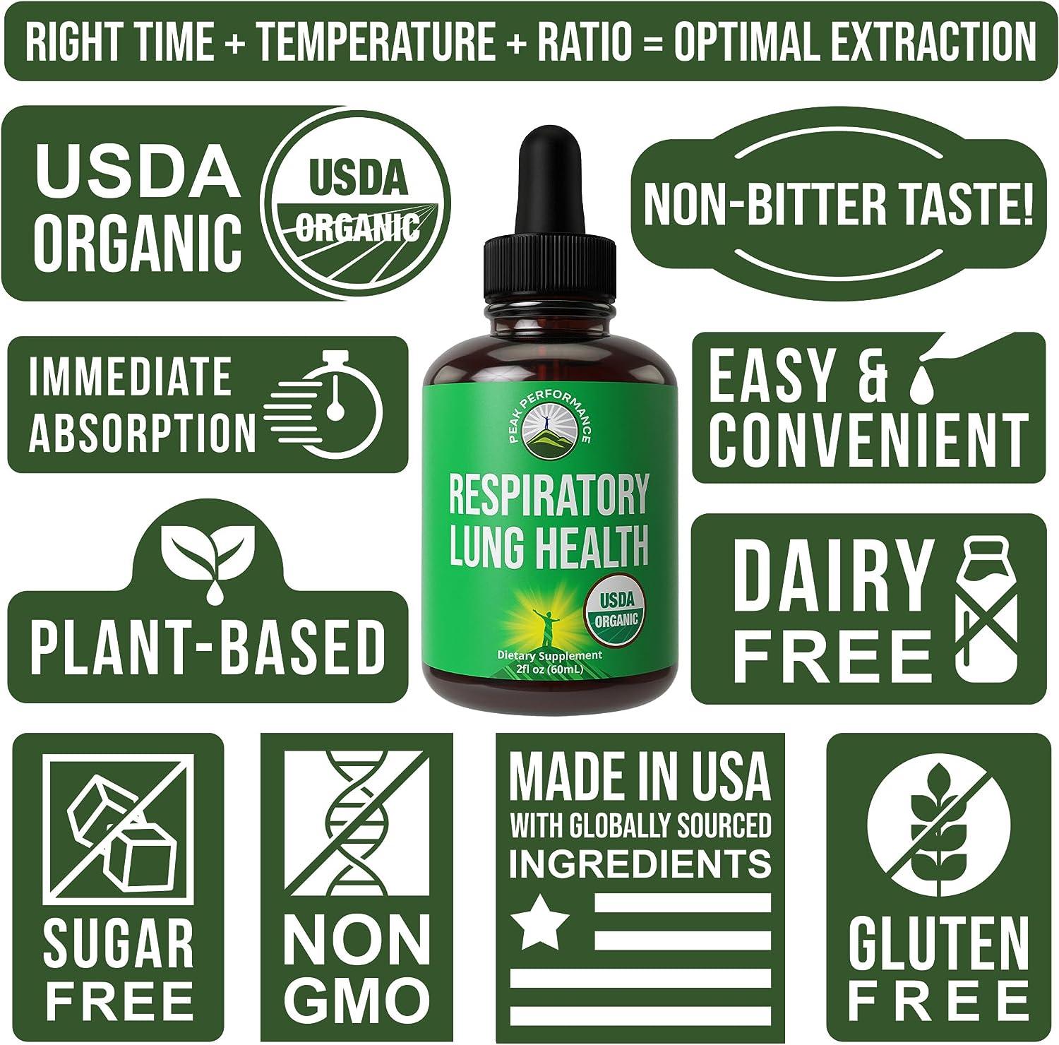 USDA Organic Lung Cleanse For Better Respiratory Health. 6in1 Liquid