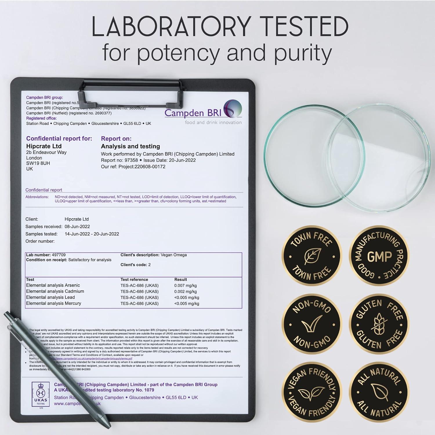 Vegan Omega 3 Capsules High Strength DHA from Algae Oil with Flaxseed