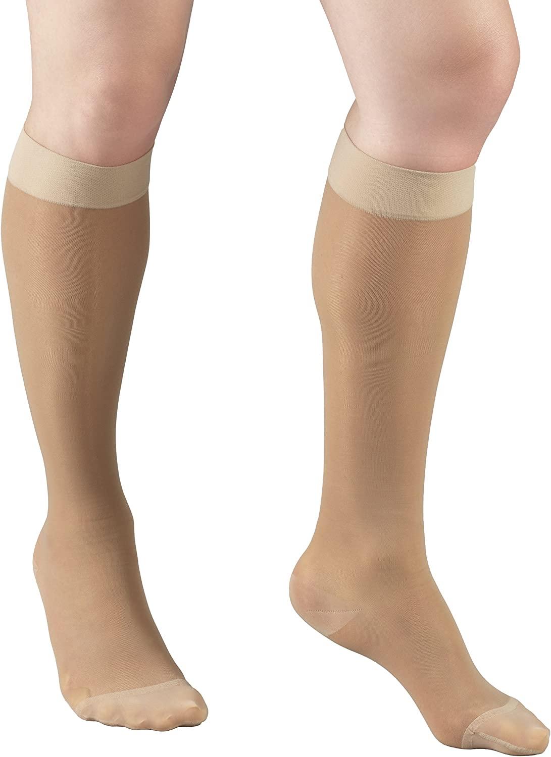 Truform Sheer Compression Stockings 1520 mmHg Womens Knee High Length Medium (1 Pair) Light Beige