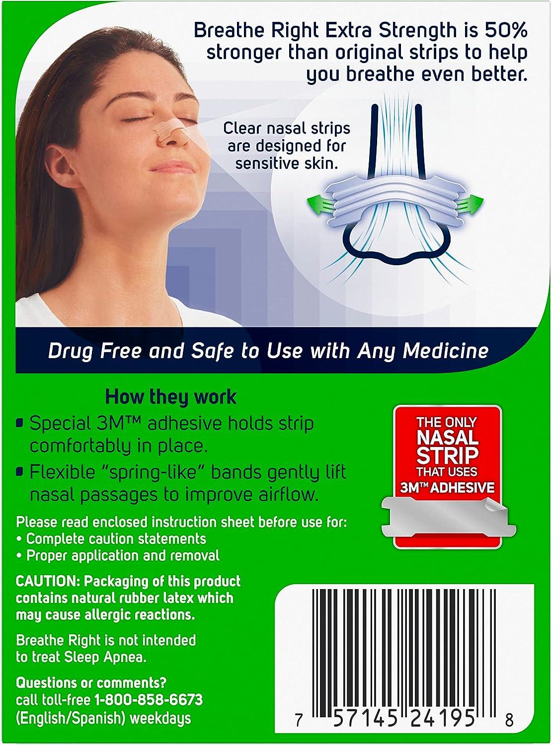 Breathe Right Extra Strength Clear DrugFree Nasal Strips for