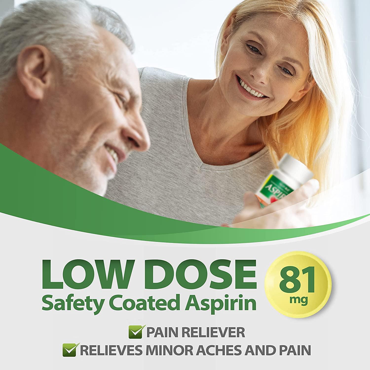 HealthA2Z Aspirin 81 mg 365 Tablets Low Strength Enteric Coated