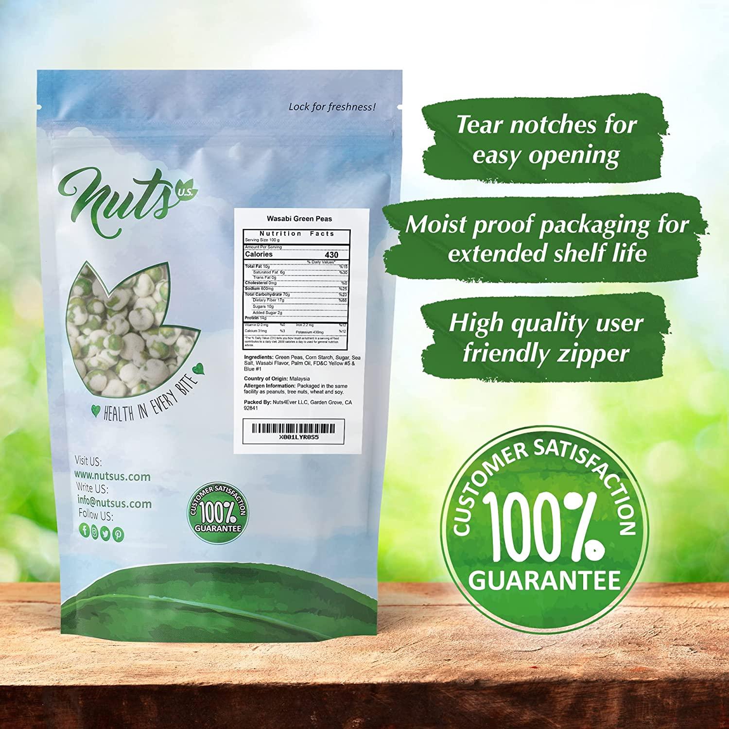 NUTS U.S. Wasabi Coated Green Peas Crunchy & Spicy 3lb Resealable Bag