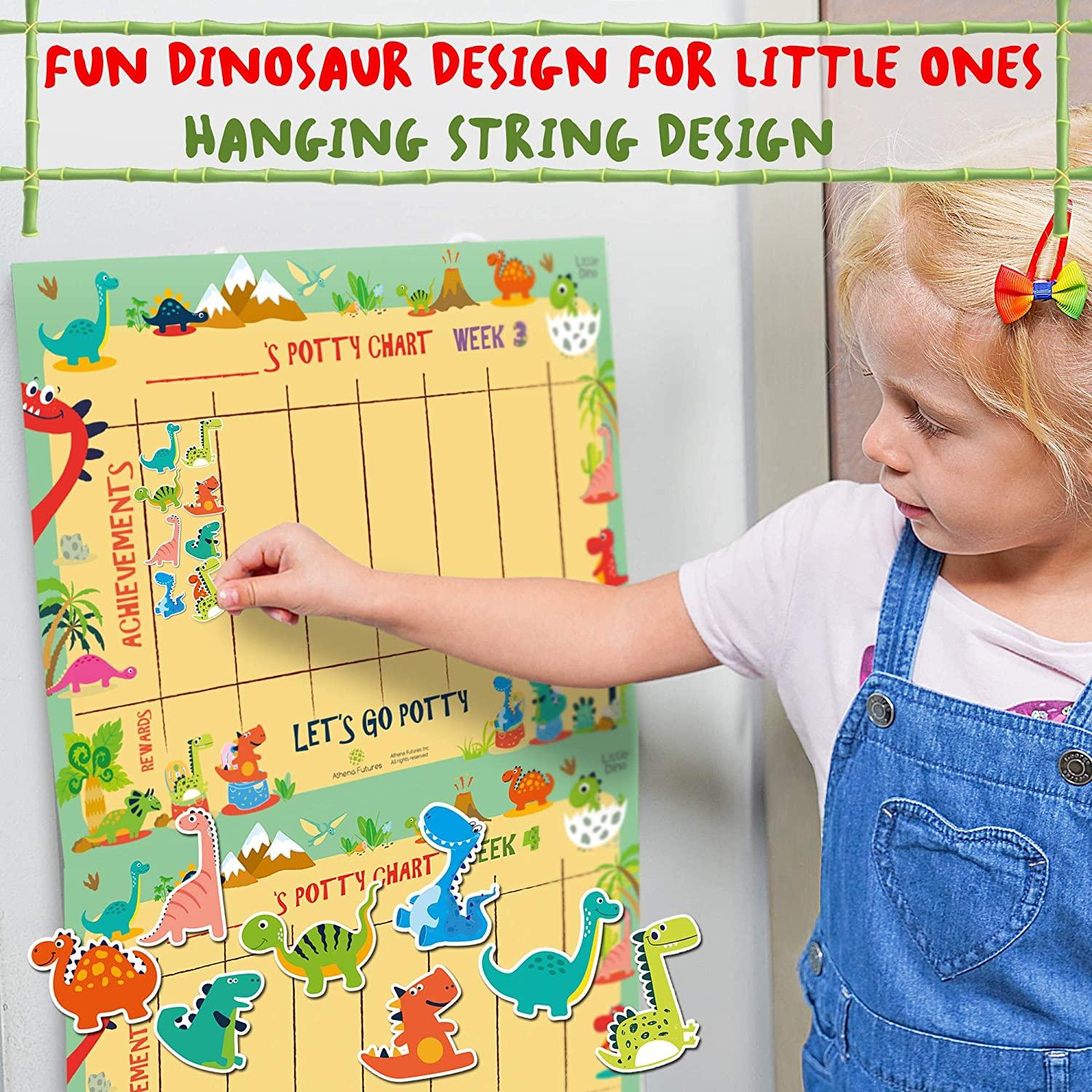 Potty Training Chart for Toddler, Girls, & Boys, Sticker Chart for Kids  Potty Training, 4 Week Reward Chart, Certificate, Instruction Booklet &  More, Reward Sticker Chart Kids Toilet Training Dinosaur Stickers