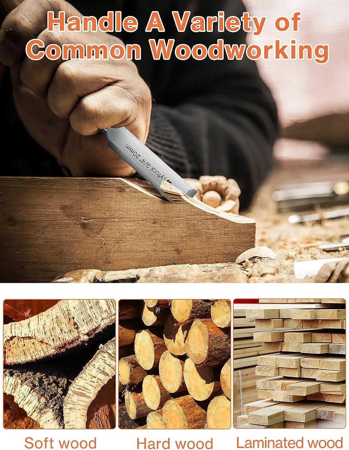 Lytool 5 Piece Wood Chisel Sets for Woodworking Wood Chisels for Carpentry  CR-V Steel Beveled Edge Blade Wood Working Chisel Sets for Woodcarving  Mortise 1/4 1/2 3/4 1 1-1/4