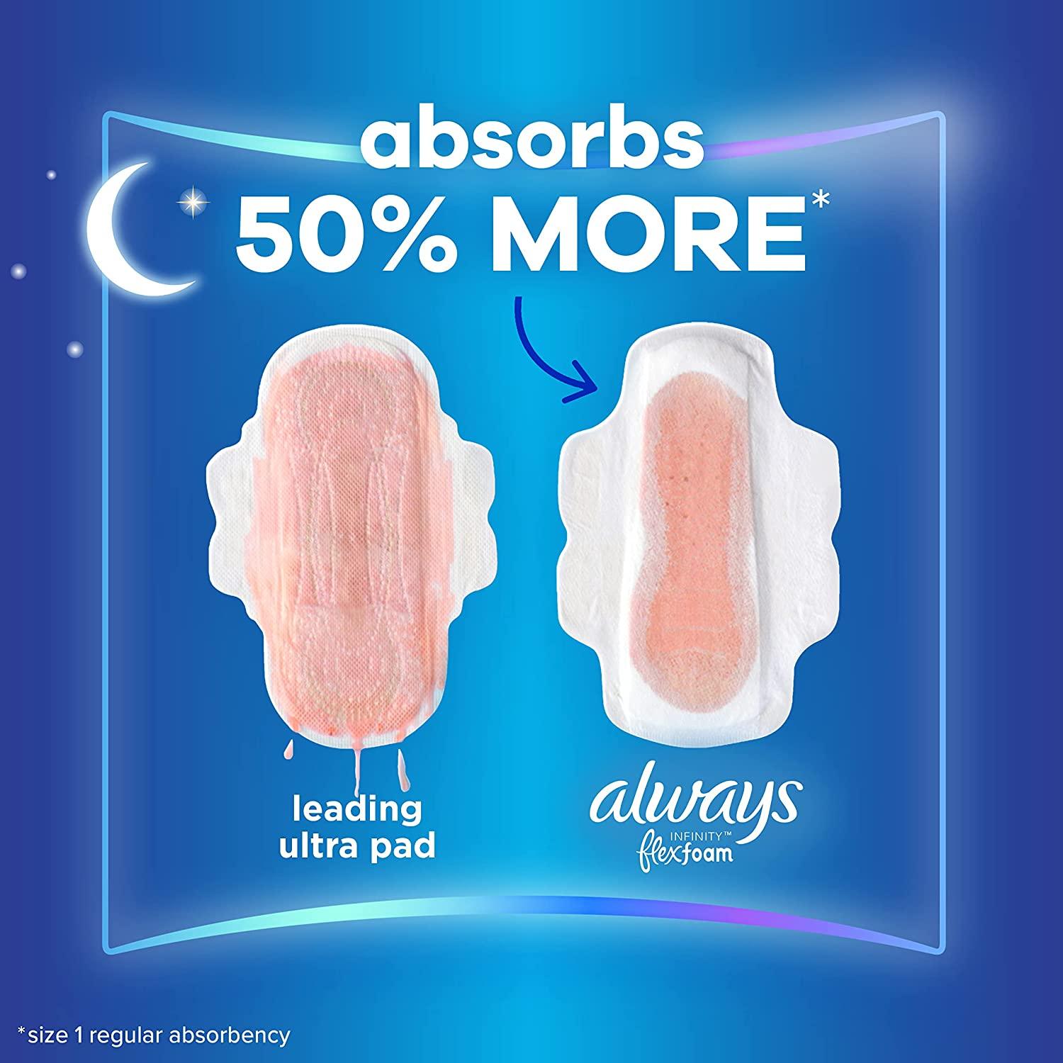 Always Infinity Feminine Pads Size 5 Extra Heavy Overnight Absorbency