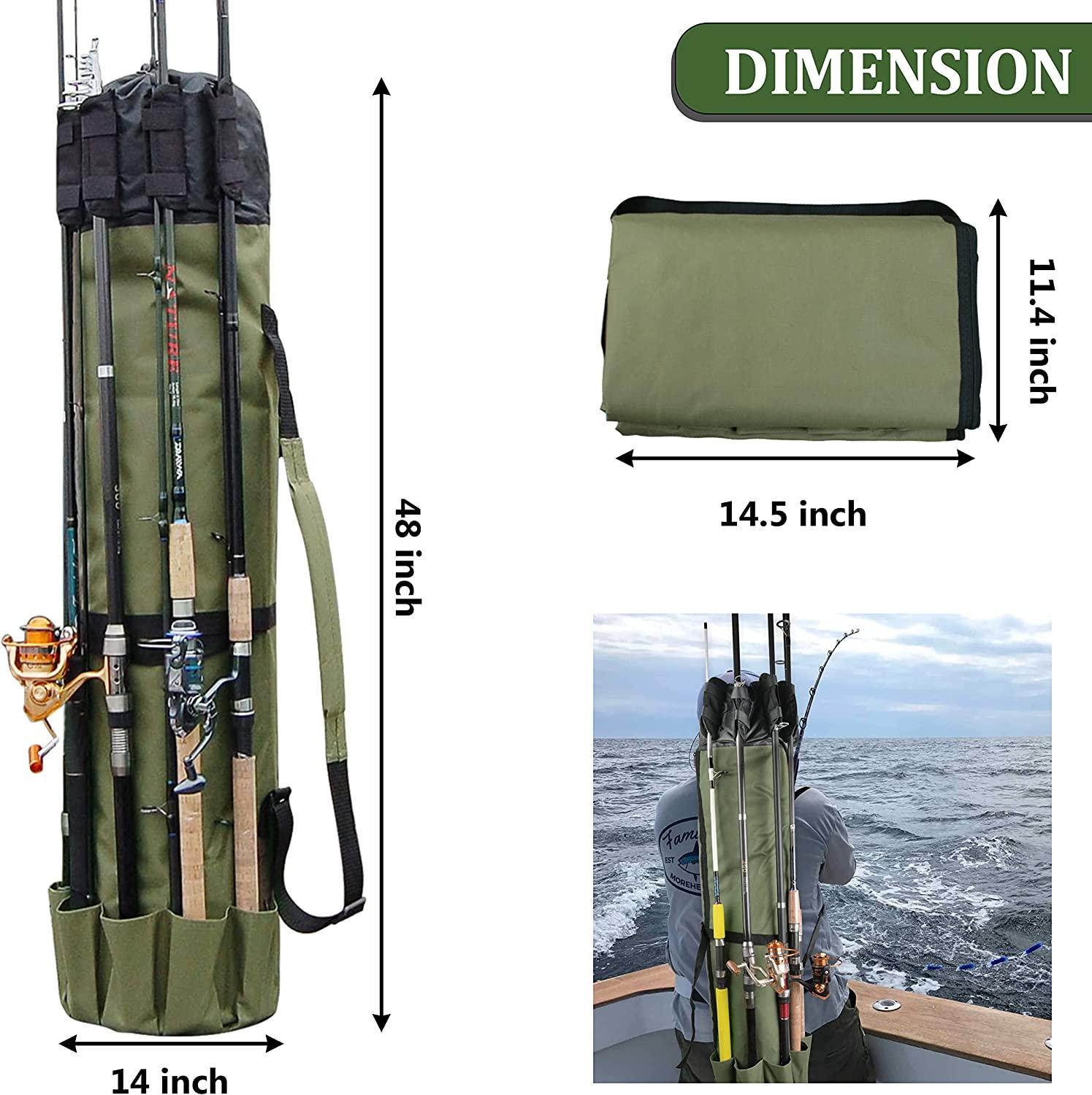 Fishing Bag Fishing Rod Bag Reel Case Carrier Holder Fishing Pole Storage  Green