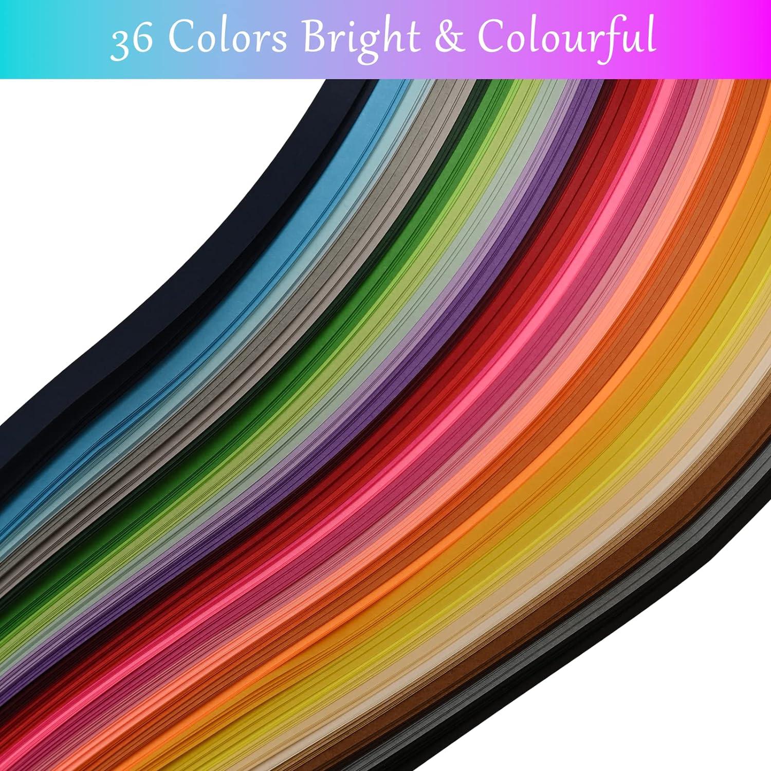 YURROAD 36 Colors Quilling Paper Strips Kit 720 Strips Length 54cm