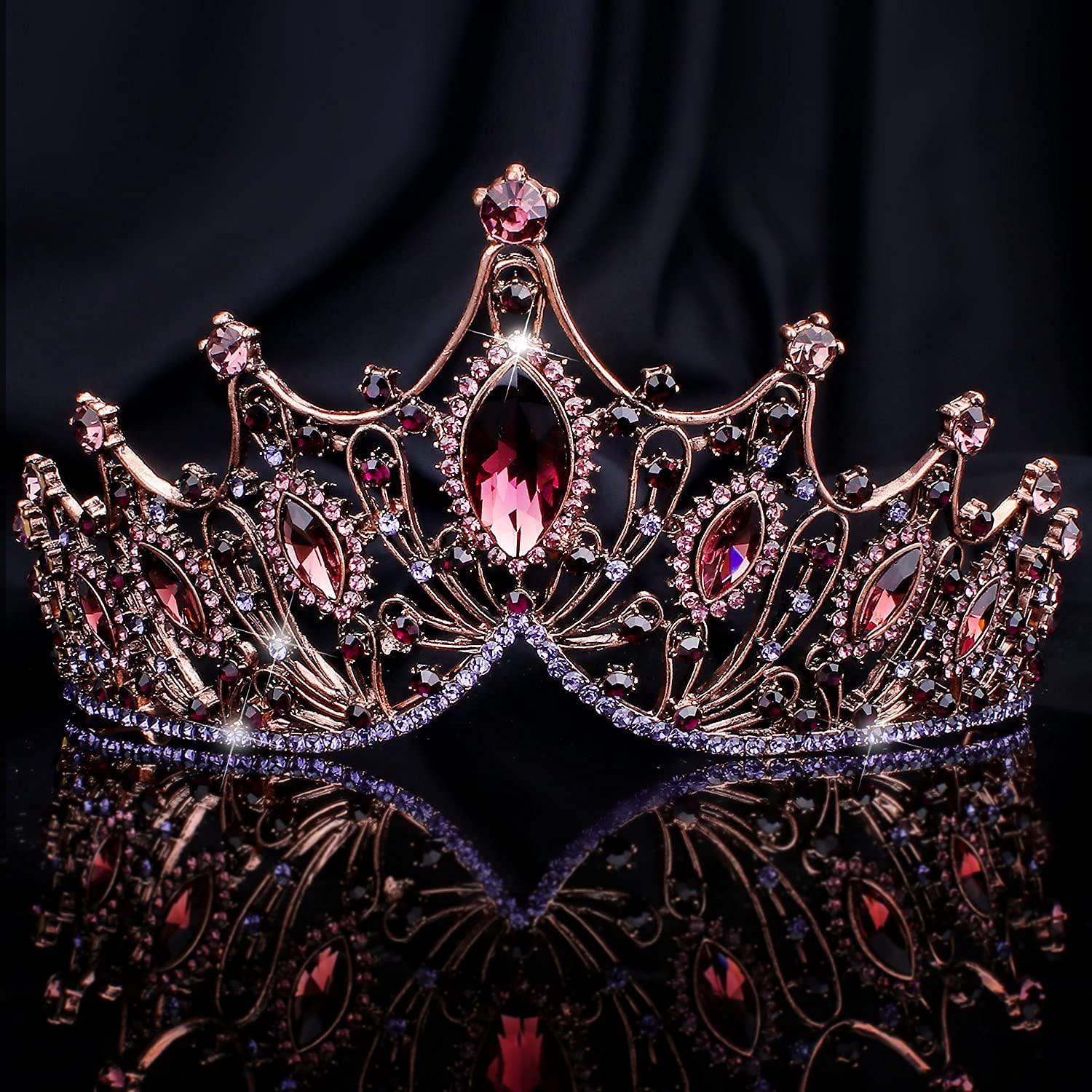 Pink Crystal Crown Brooch.royal Crystal Brooch.crystal Costume
