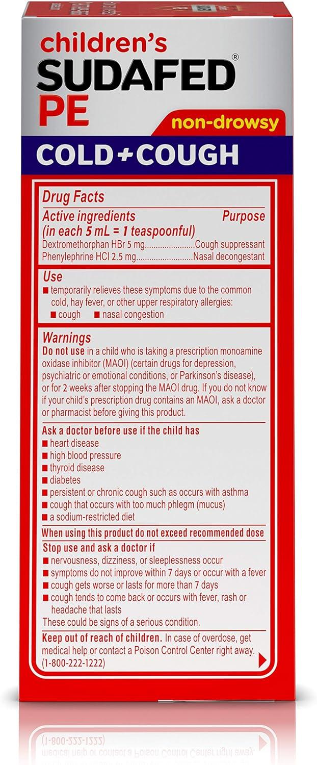 CHILDREN'S SUDAFED PE Nasal Decongestant Cough Suppressant COLD + COUGH