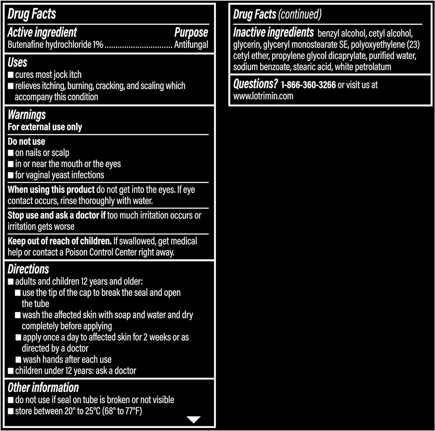 Lotrimin Ultra Antifungal Jock Itch Cream 1 Butenafine Hydrochloride