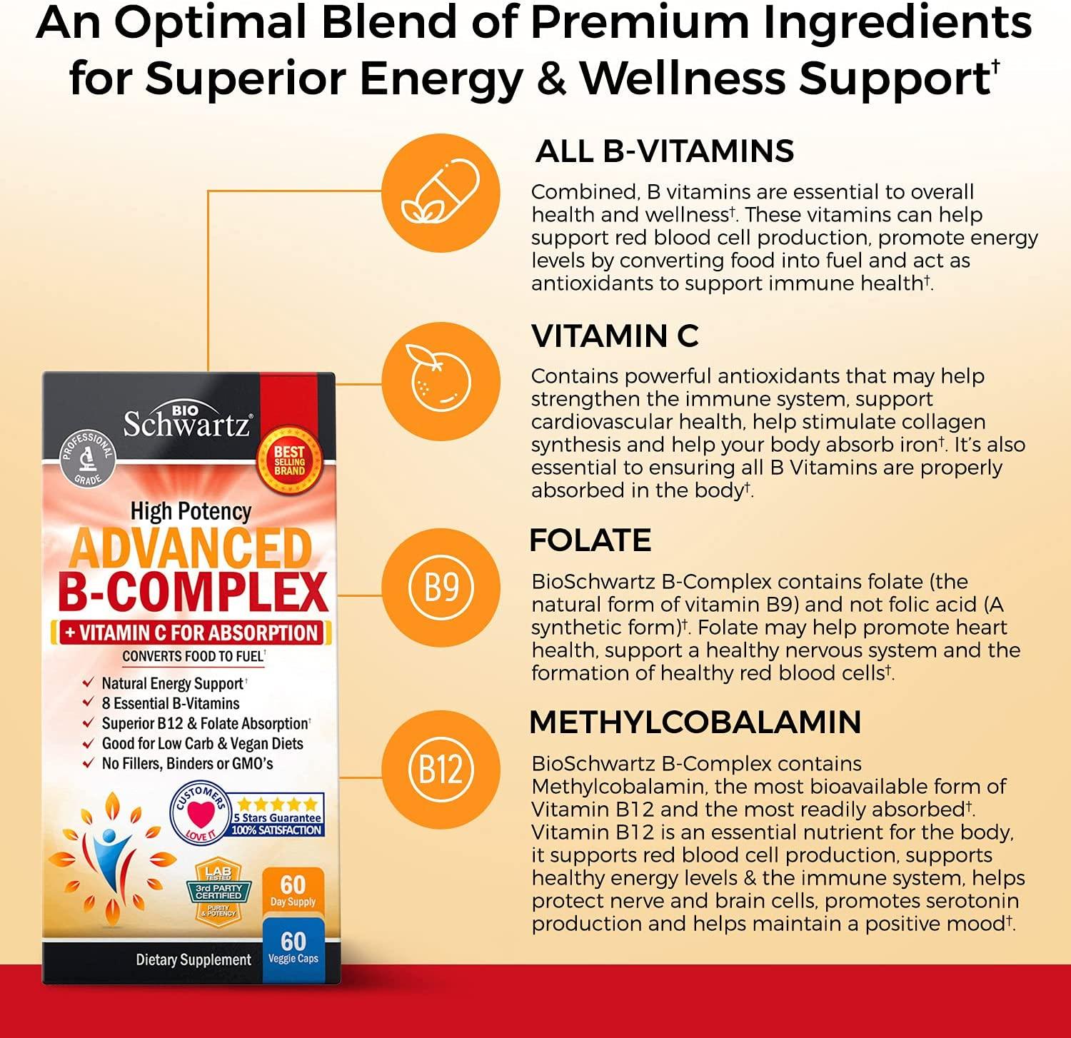 Vitamin B Complex with Vitamin C for Maximum Absorption