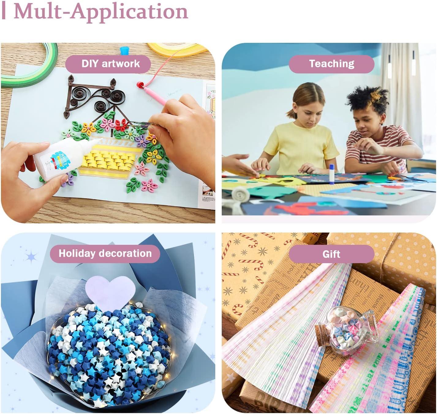 Qunrwe Luminous Star Origami Paper Strips 210 Sheets HeartPattern