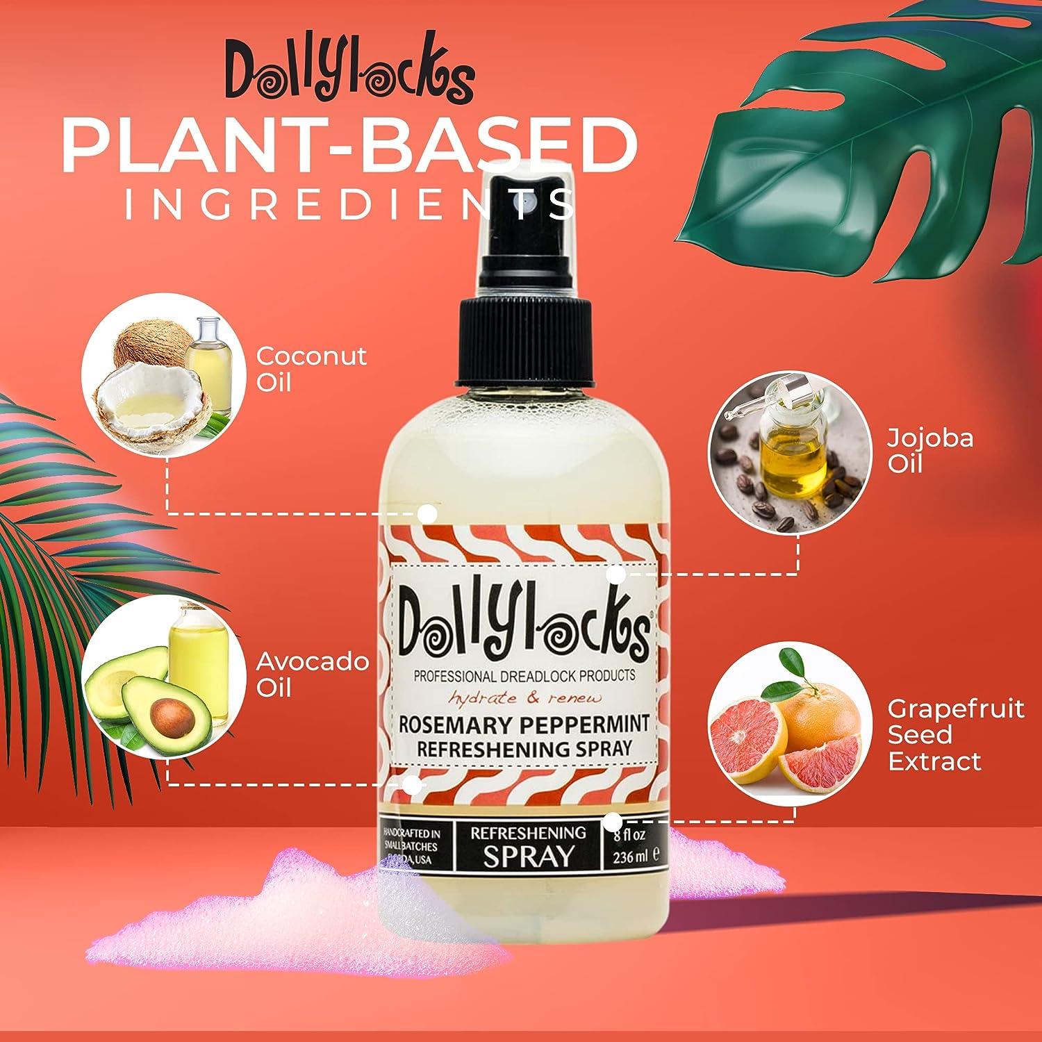 Dollylocks Professional Organic Dreadlock Refreshening Spray - Plant Based  Loc Hair Care Products Residue-free and Sulfate-free Loc and Scalp  Refreshing Spray for Dreadlocks Rosemary Peppermint 8oz