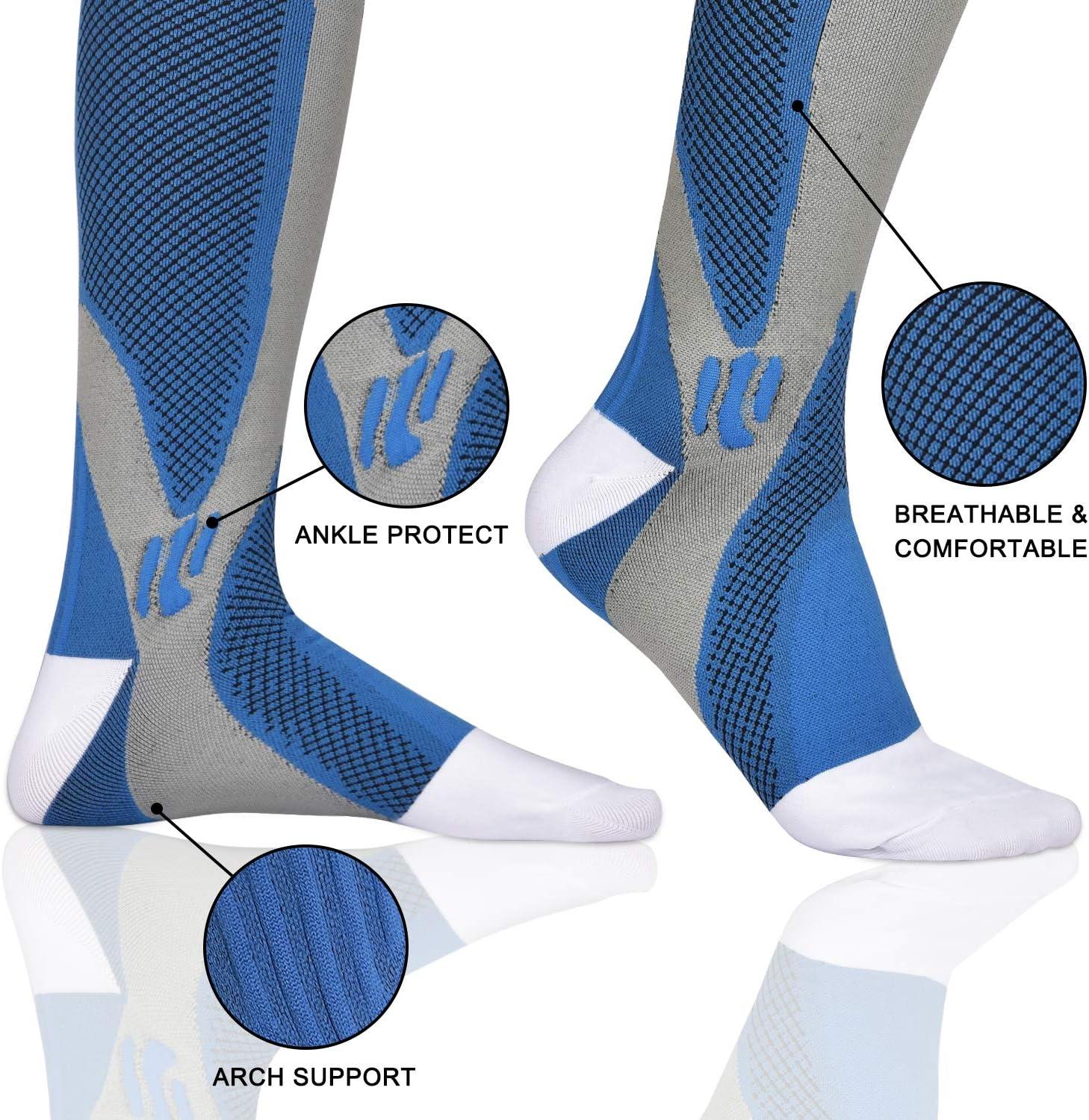3 Pairs Compression Socks Women & Men - 20-30mmHg Compression, Zero-Toe Compression Sports Socks