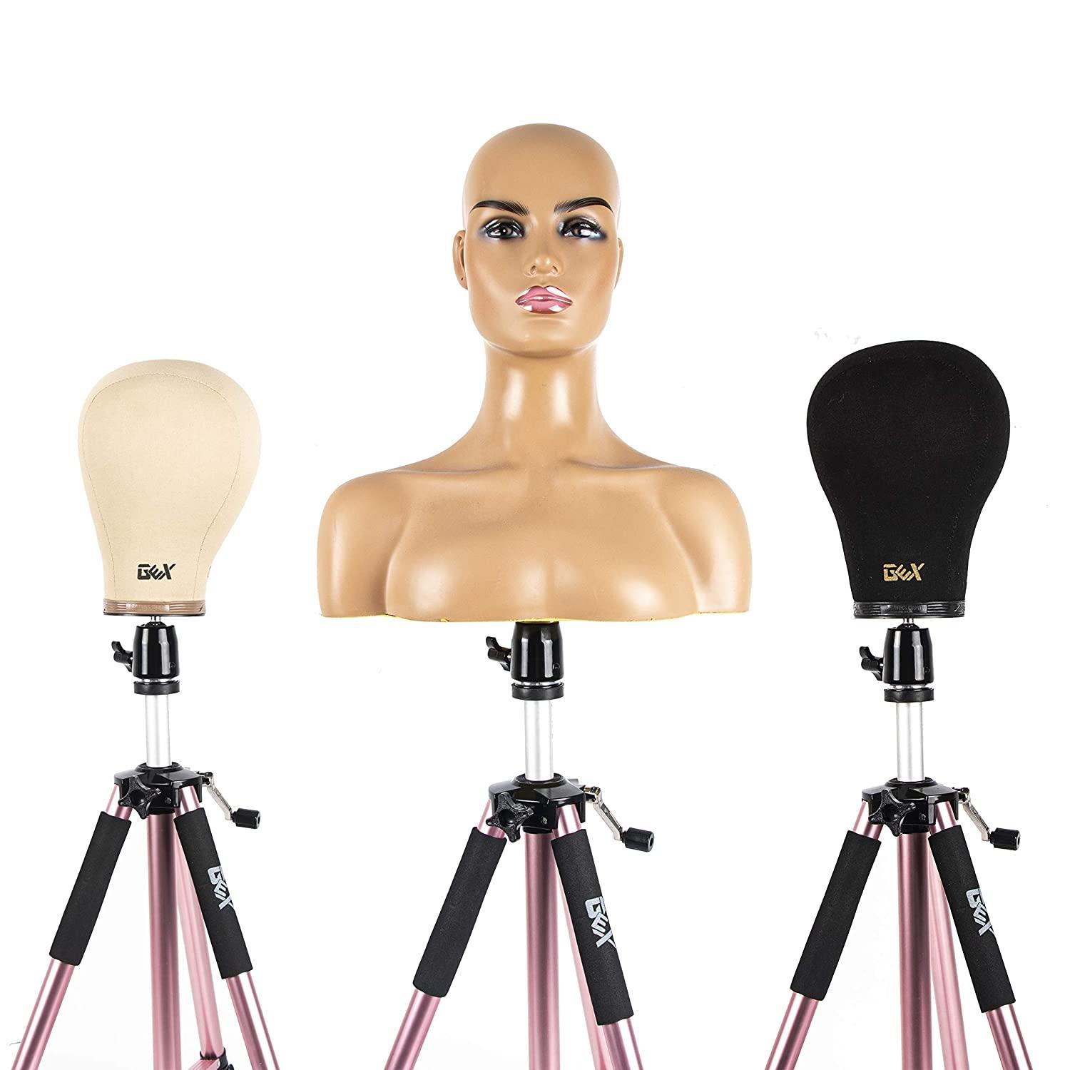 GEX Manikin Head Wig Stand for Cosmetology Hairdressing (Black) –  GexWorldwide