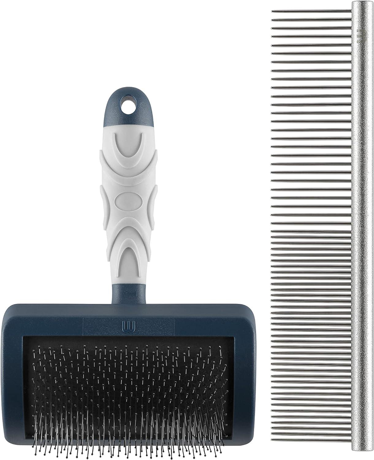 Mikki Dog Puppy Stainless Steel Comb and Hard Pin Slicker Brush for