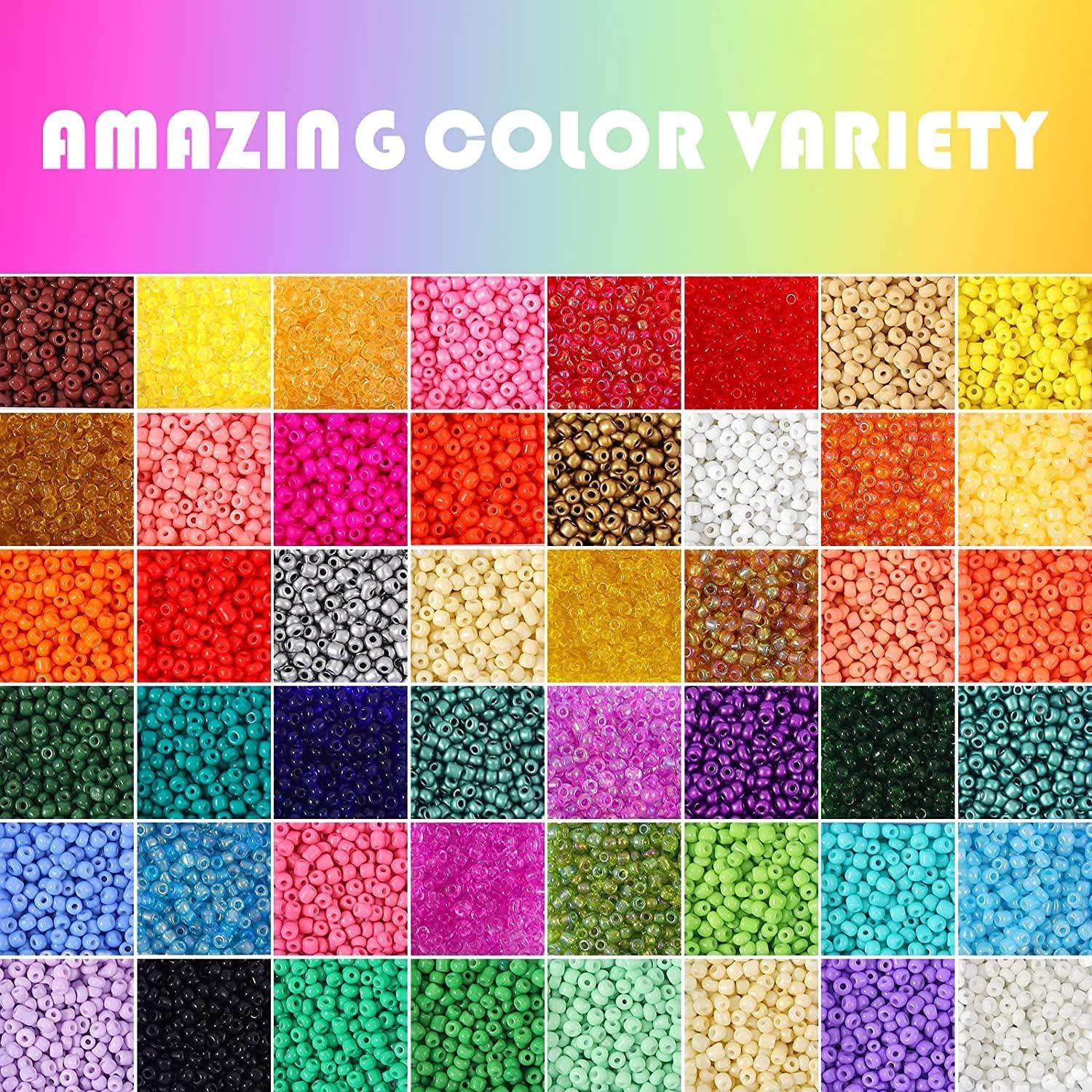 36000+pcs 2/3mm 48 Colors Glass Seed Beads For Bracelet Jewelry Making Kit,  Beads Assortments Kit For Necklace Ring Making Best Birthday Gifts