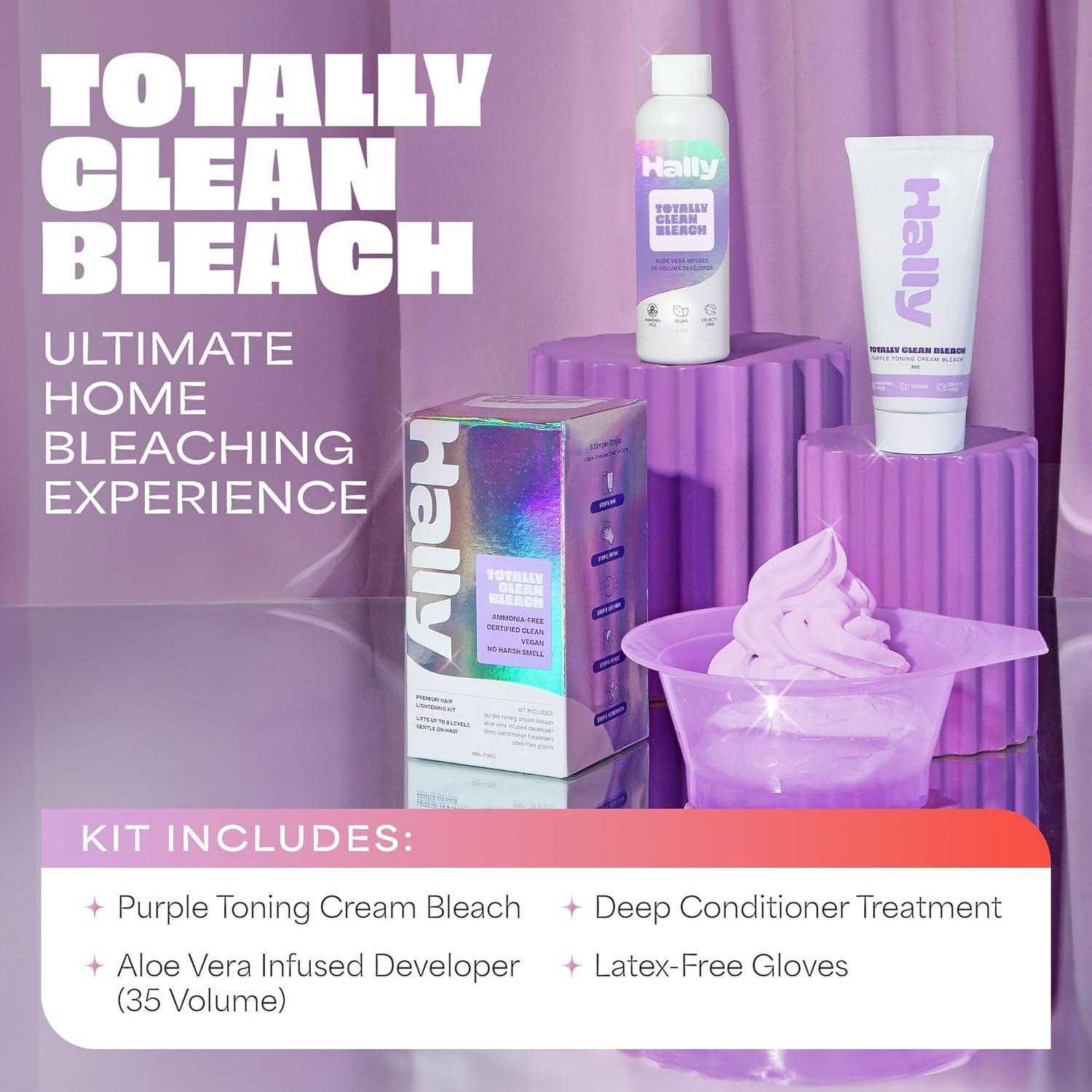 Buy Hally Hair Bleach Kit - Gentle Vegan Hair Lightener & Toning Cream ...