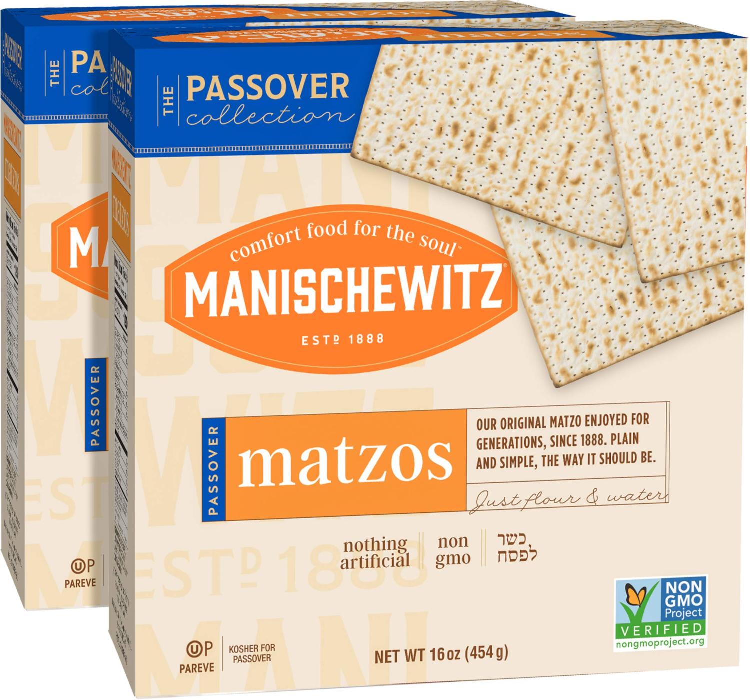 Manischewitz Passover Matzos Crackers, Fresh and Crispy Matzah. (2 Pack