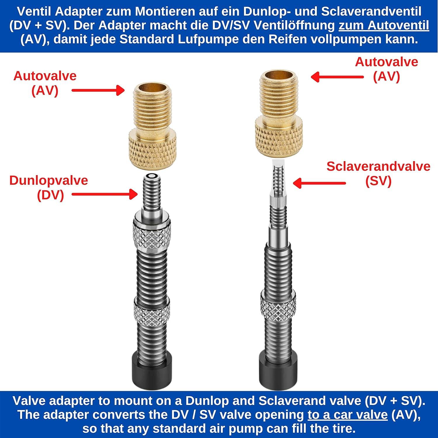 Ventieladapterset fiets AV DV SV - 3 adapters rubberen