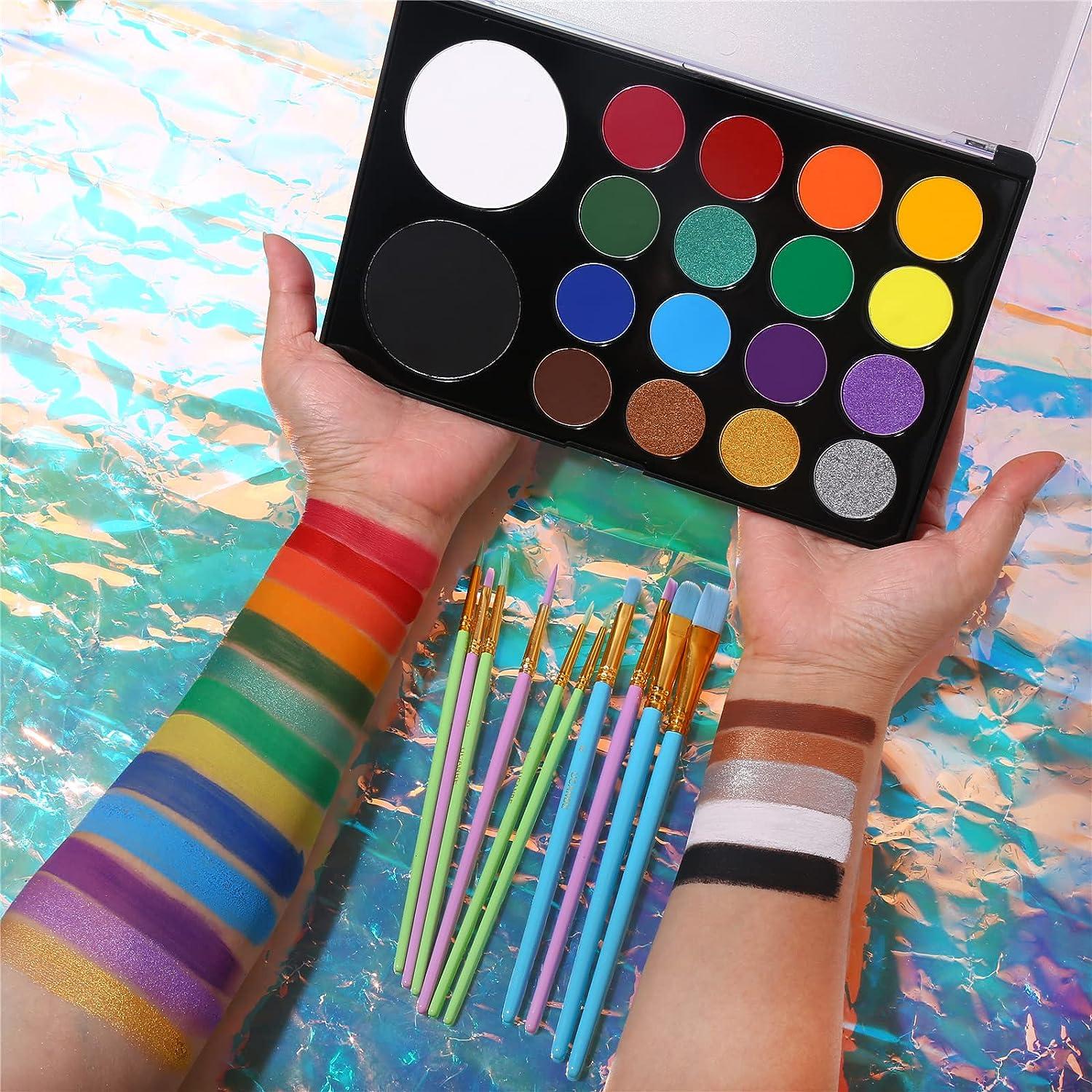 UCANBE Face Paint Kit + 10pcs Paint Brush Water Activated Body Paint