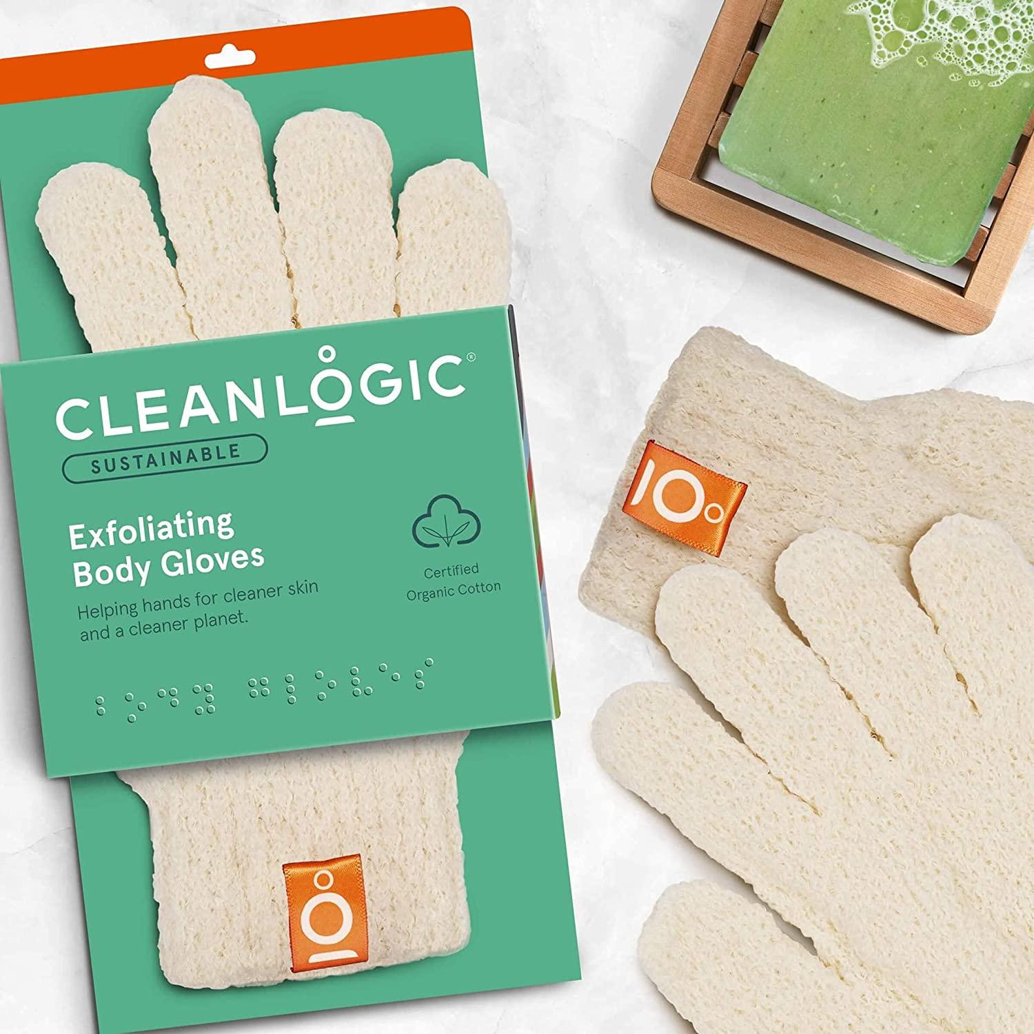 Clean Logic Exfoliating Bath & Shower Gloves, 1 Pair, 1 ea