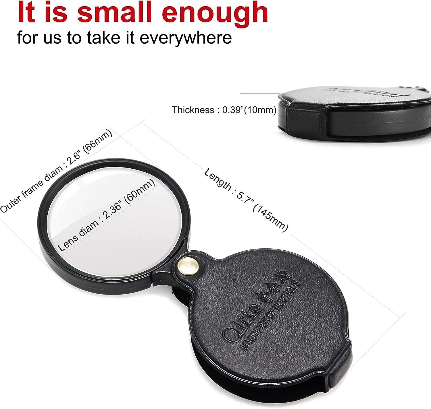 mini magnifying glass folding pocket black