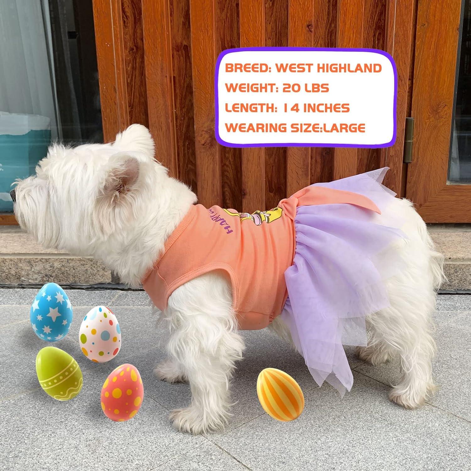 Dog Dress with Tulle for Small Dogs Easter Day Puppy Sundress