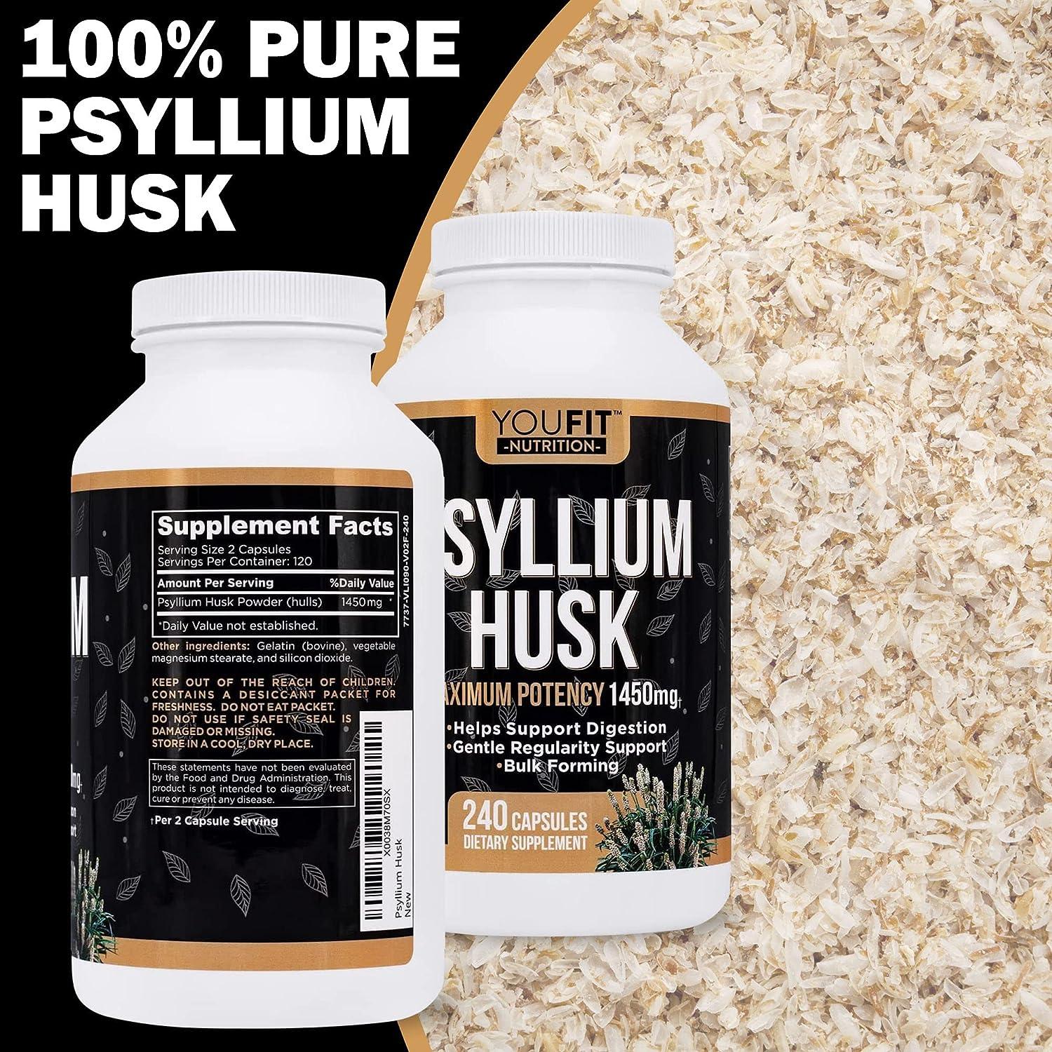 YouFit Nutrition PSYLLIUM Husk Capsules Premium Psyllium Fiber