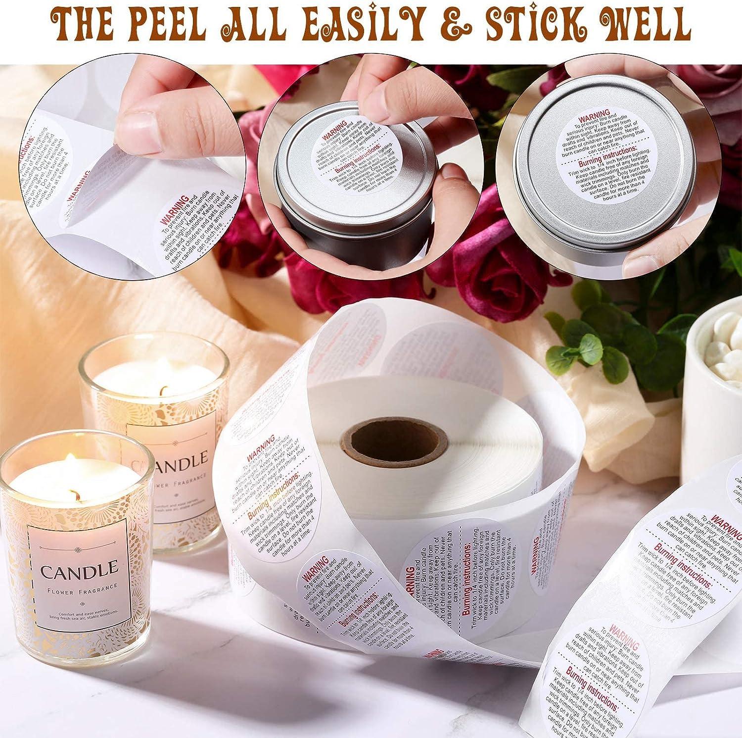 1000PCS Candle Warning Labels Stickers - Candle Jar Containers Safety  Sticker Decals for Candle Making,Soy Wax,Tins,Jars