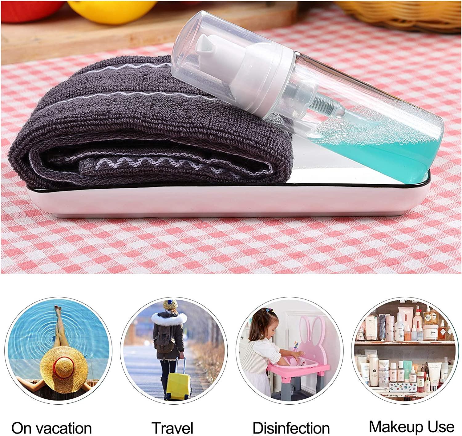 18Piece 2oz Refillable Foam Pump Bottles for Travel Hand Soap & Shampoo